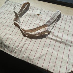 Sezane Grid Canvas Tote NWOT